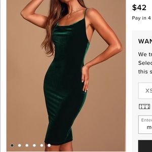 Dark Green Velvet Midi Dress